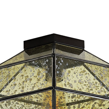 Evelyn 12.5" Vintage Farmhouse Iron/Glass LED Flush Mount - JONATHAN Y